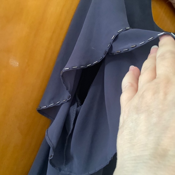 Sz 14P Tiered Ruffle Chiffon Dress Smoky Grey - Picture 4 of 12